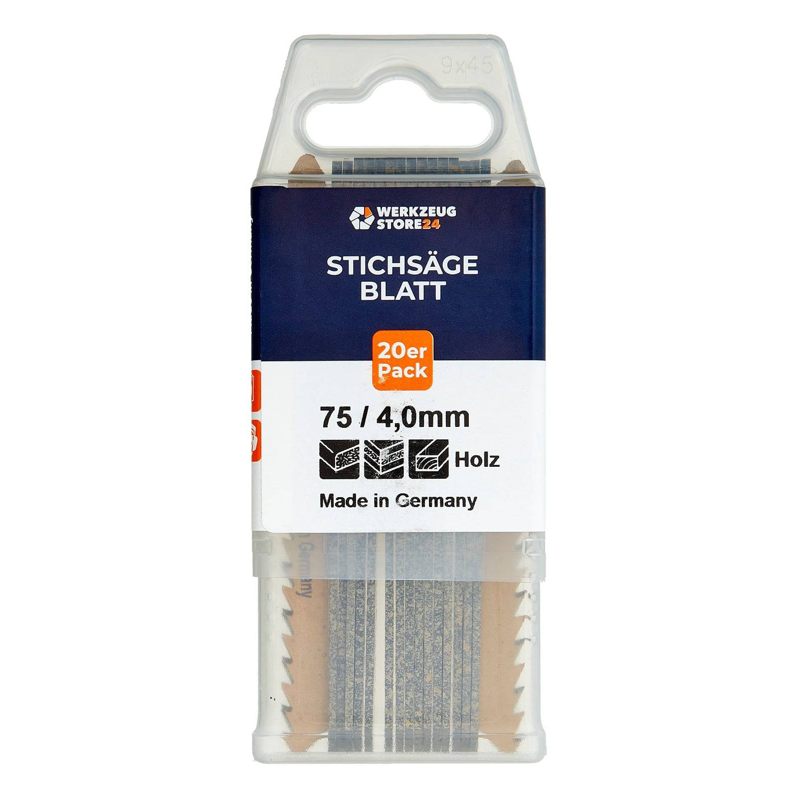 Stichsägeblatt 20er Pack, 75/4,0mm, Holz, Made in Germany