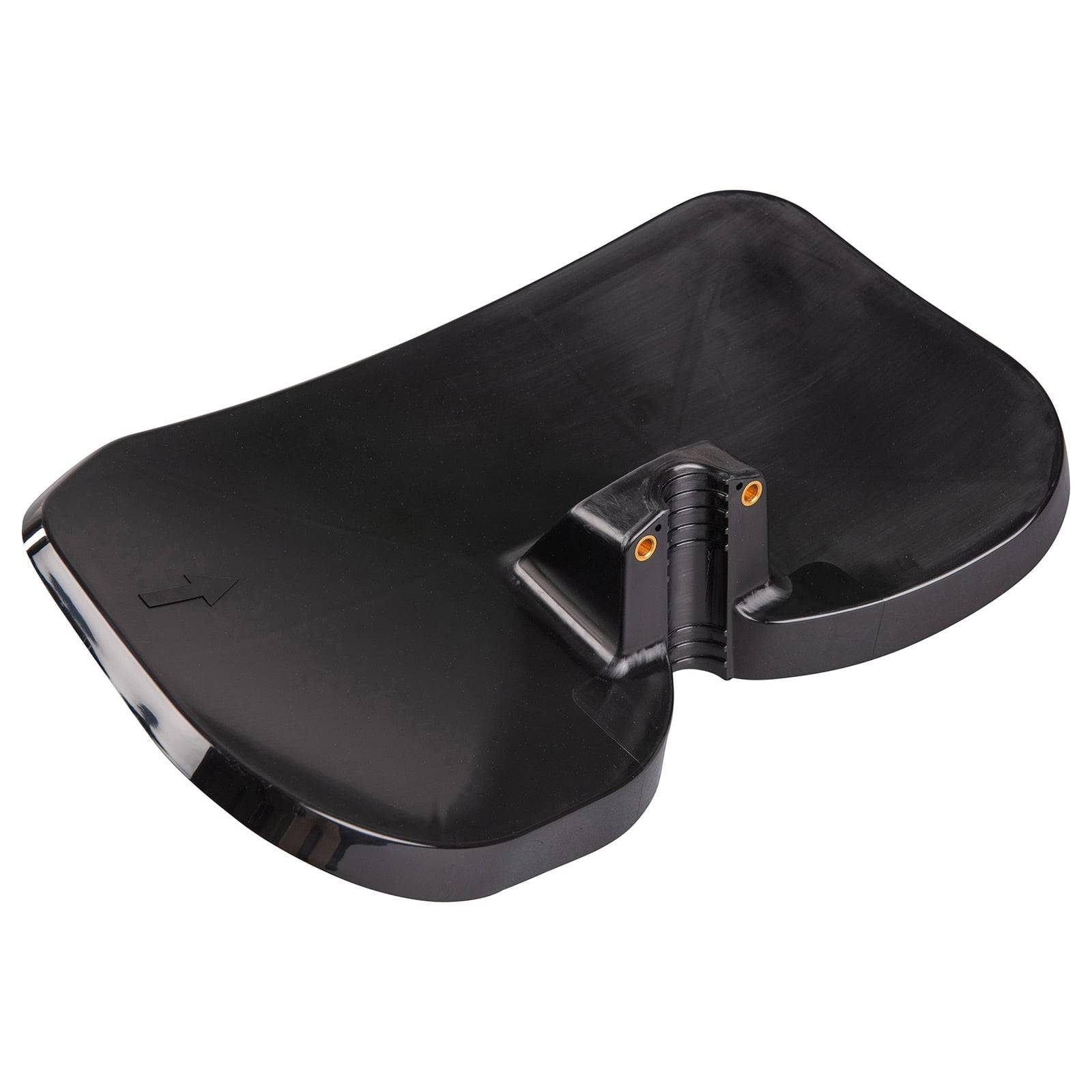 Ein schwarzes, konturiertes ergonomisches Sitzkissen, das Komfort und Unterstützung beim Sitzen bietet.