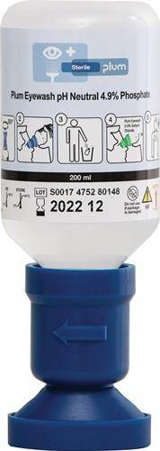 Eine 200-ml-Flasche mit blauem Deckel, beschriftet mit „SD017 4752 80146