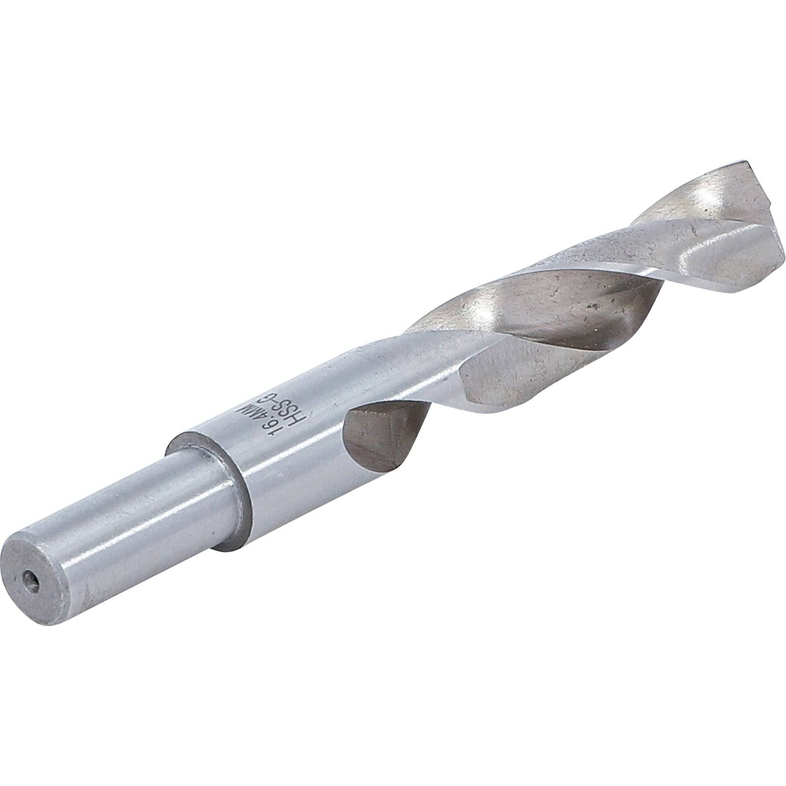 Ein Metallspiralbohrer mit einer scharfen, spiralförmigen Gestaltung und zylindrischem Schaft, verwendet zum Bohren von Löchern.