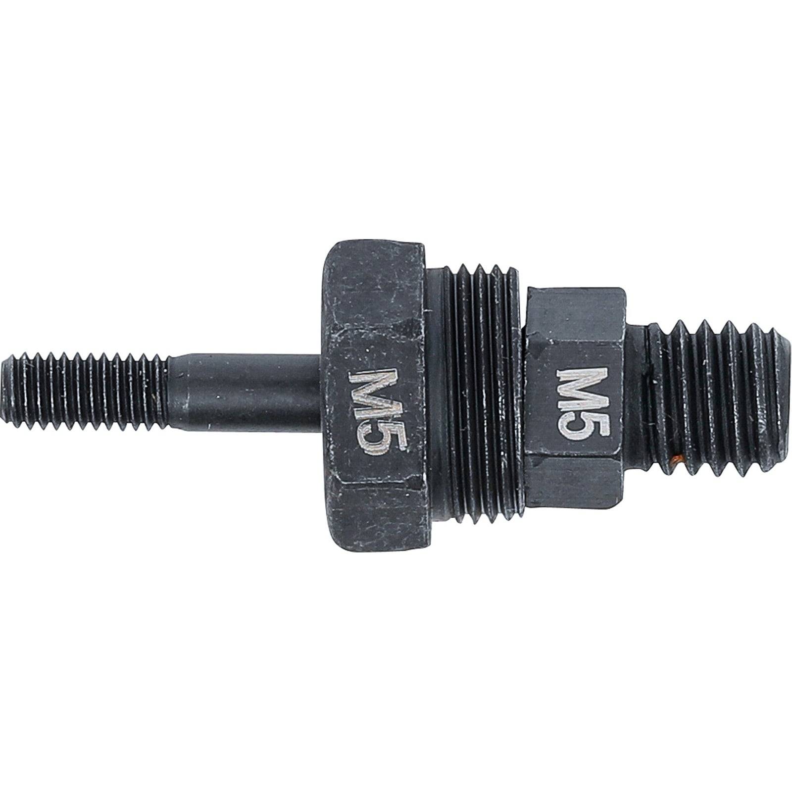 M5-Gewindeadapter mit zwei unterschiedlich großen Schrauben, verwendet zum Verbinden von Komponenten oder Werkzeugen.