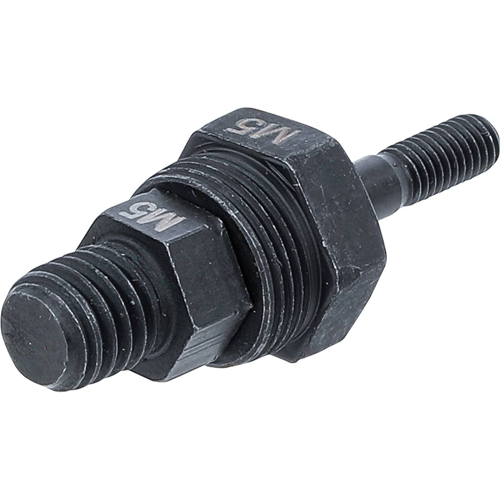 Eine schwarze Metalldurchgangschraube mit Sechskantmutter, mit der Bezeichnung 'M16', verwendet zum Befestigen oder Zusammenfügen von Objekten.