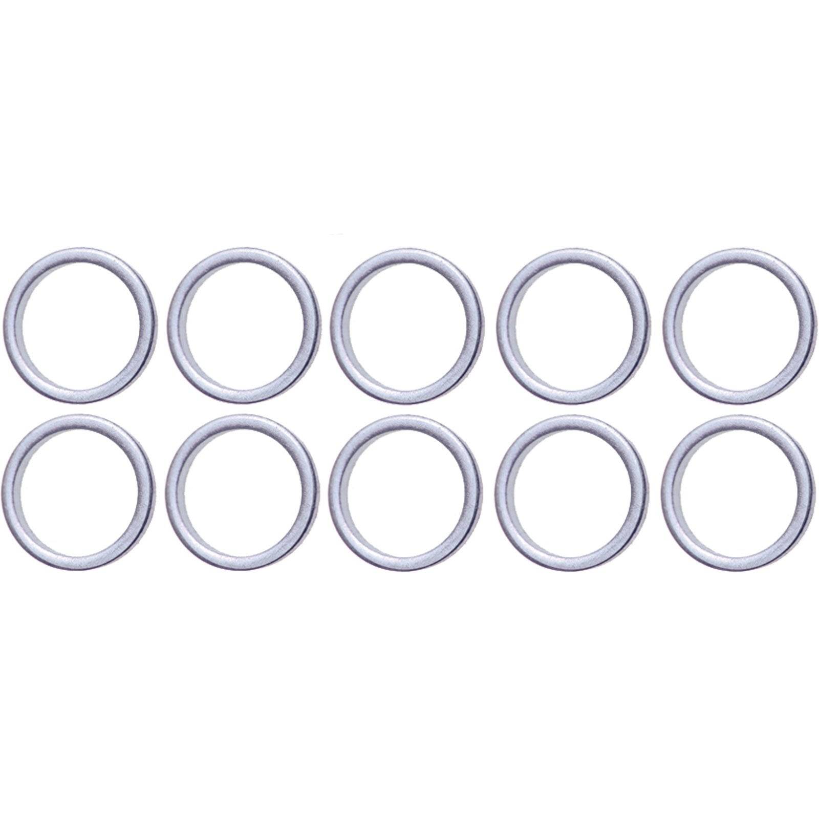 Zehn weiße kreisförmige Dichtungen, angeordnet in zwei Reihen zu je fünf.