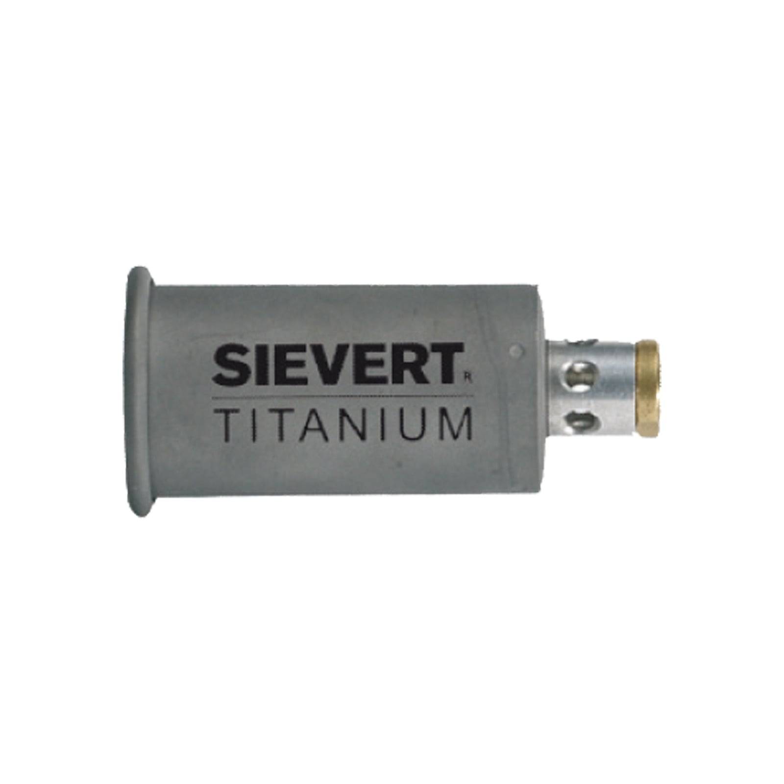 Eine graue Sievert-Titanbrennerdüse mit einer metallischen Spitze, die für Hochtemperaturanwendungen verwendet wird.