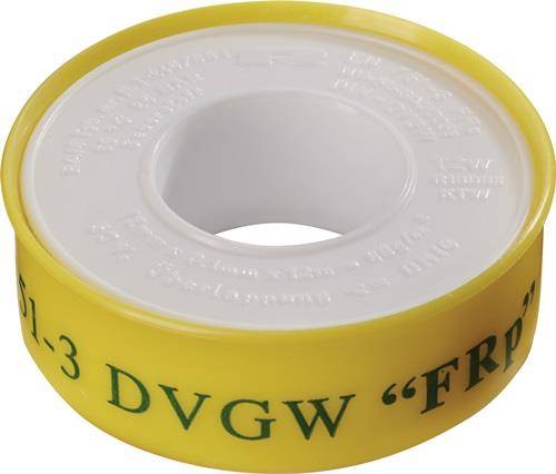 Das Bild zeigt eine Rolle gelbes Dichtband mit dem Text 
