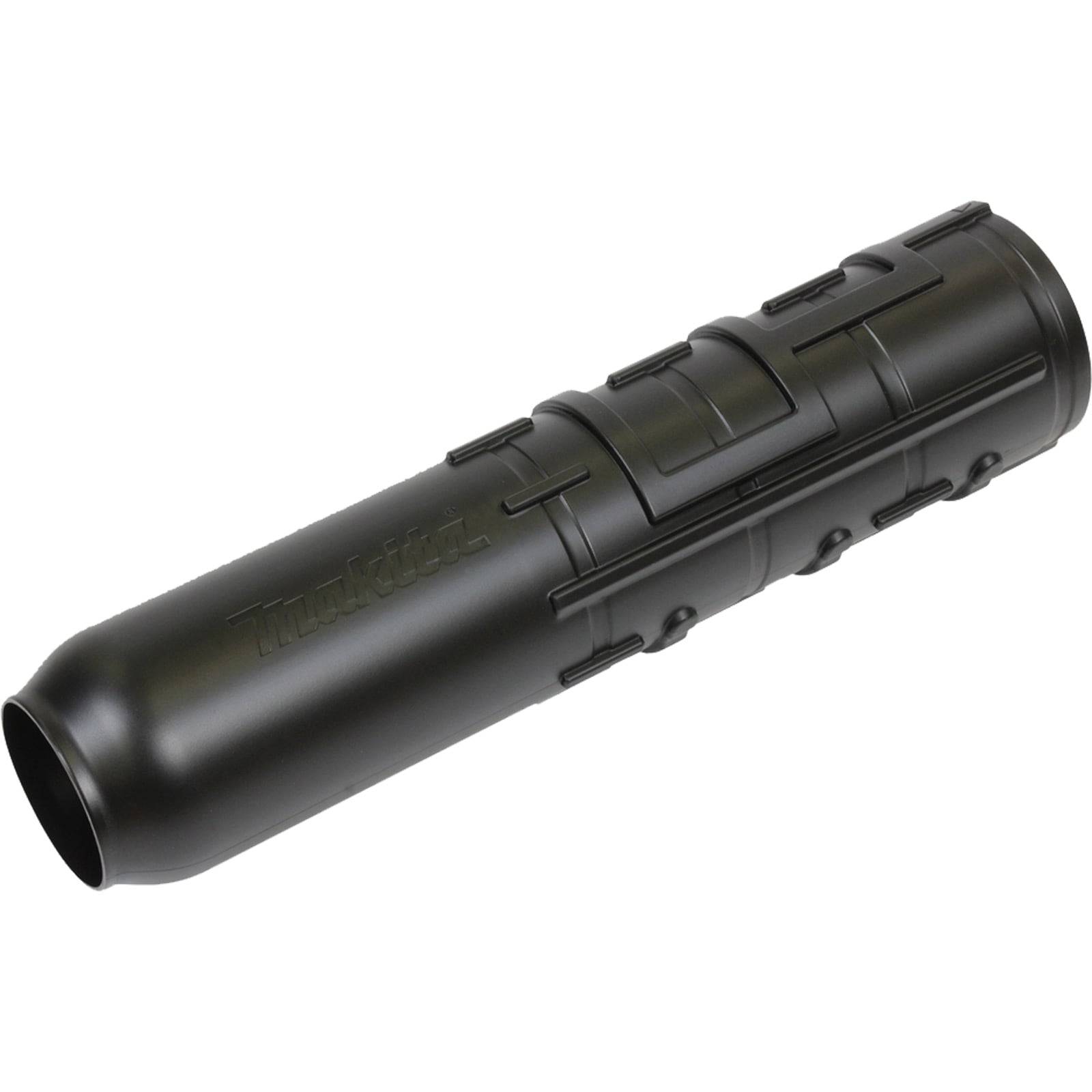 Ein schwarzer zylindrischer Angelrutenhalter mit Rillen und einem Deckel an einem Ende.