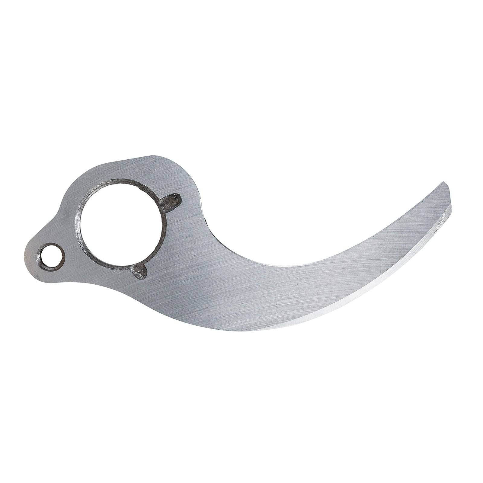 Ein gekrümmtes, metallisches Werkzeugbauteil mit einem großen kreisrunden Loch an einem Ende, wahrscheinlich ein Ersatzteil für eine Maschine oder eine mechanische Vorrichtung.