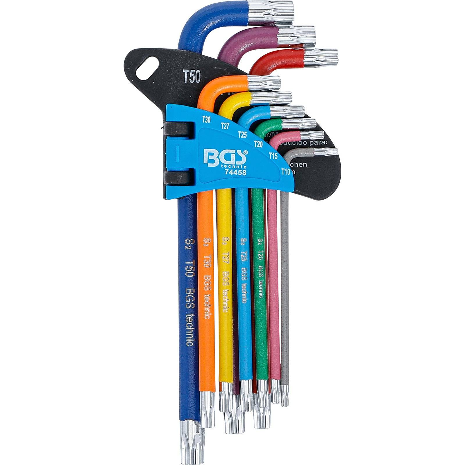 BGS Winkelschlüssel-Satz Multicolour T-Profil (für Torx) T10 - T50 9tlg. - 74458