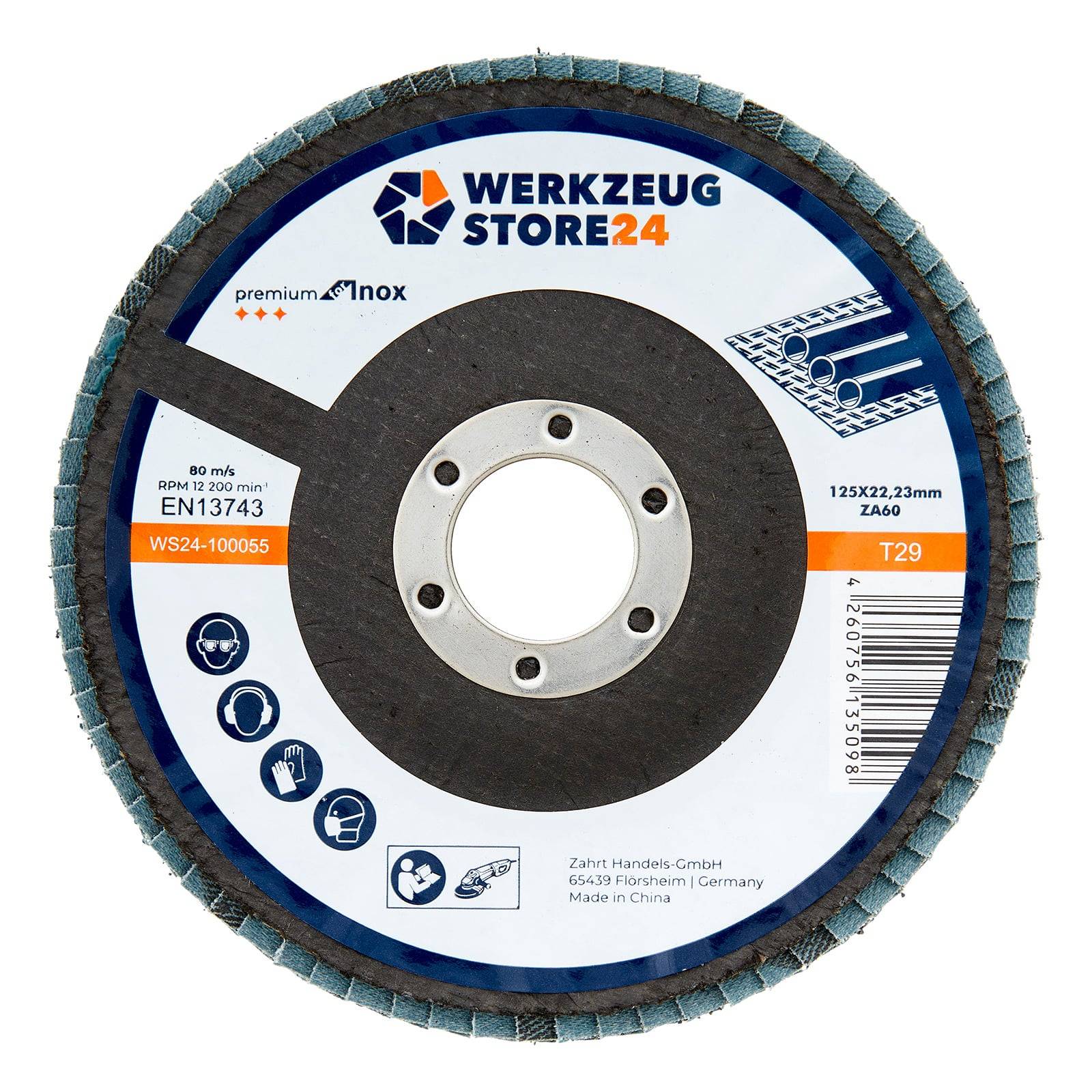 WS24 10x Lamellenschleifscheibe 125 mm gewölbt Zirkonkorund K 60 - WS24-100055