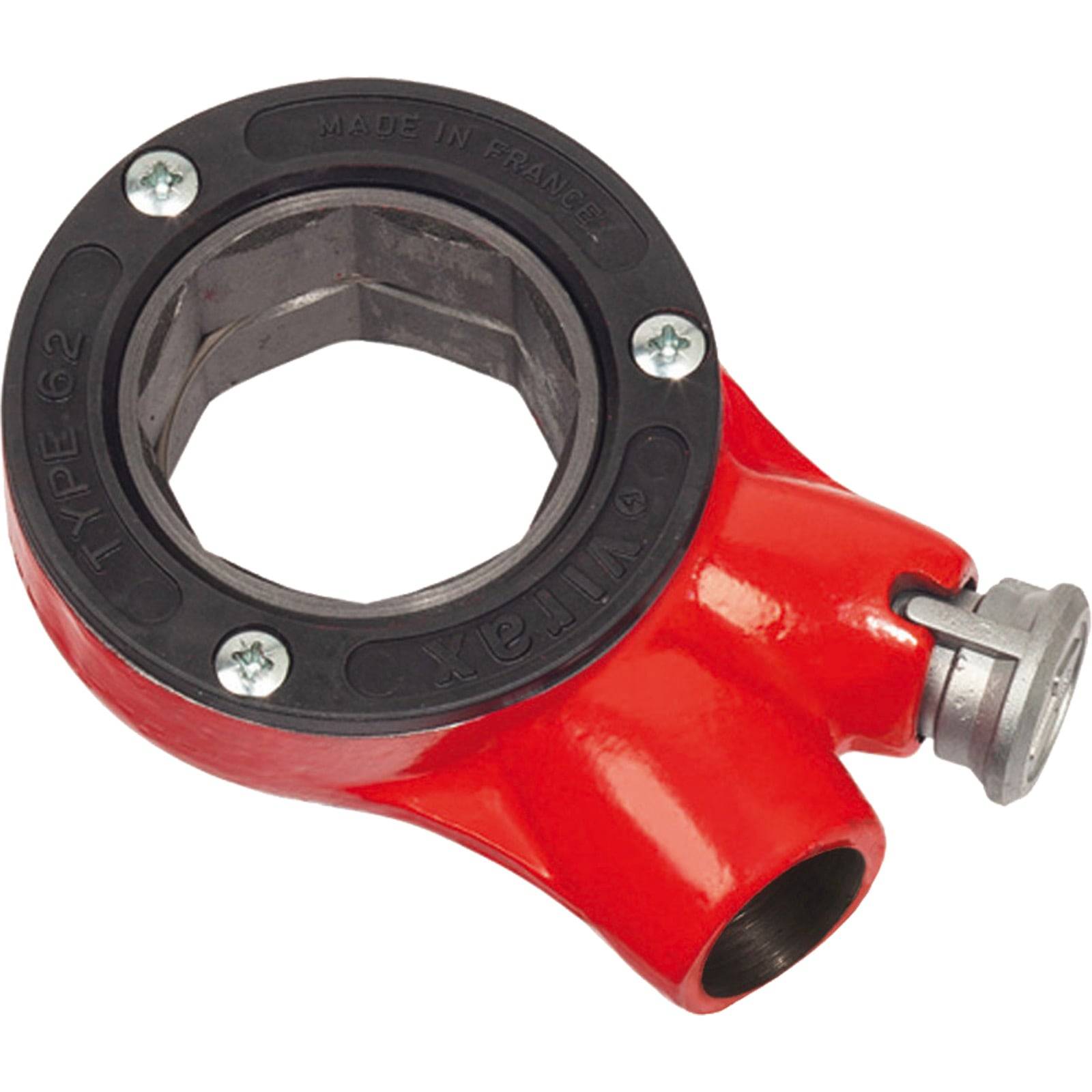 Eine rote Rohrverschraubung mit der Bezeichnung 