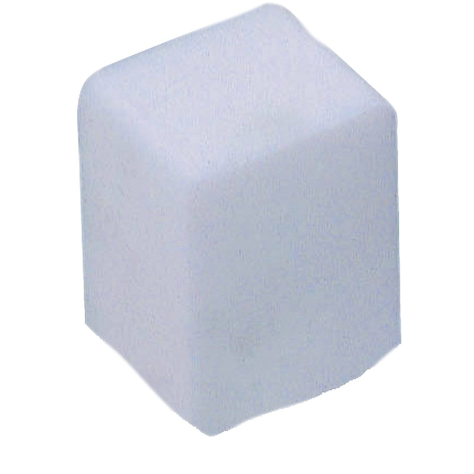 Ein schlichter, weißer Würfel mit glatten Kanten, der einem Radiergummischwamm ähnelt, der zum Reinigen verwendet wird.