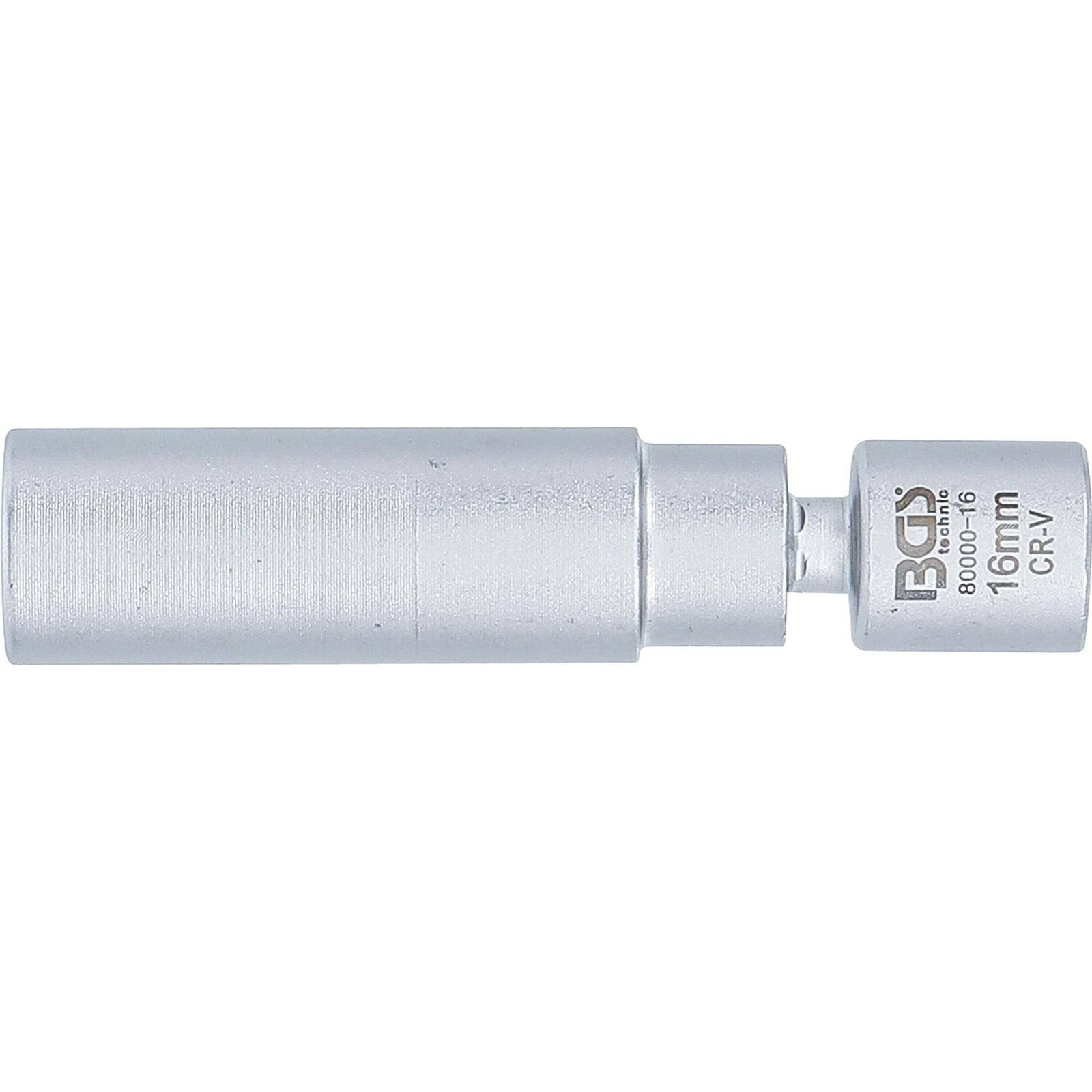 Ein silberner 16-mm-Steckschlüssel mit 'BGS'-Branding und '16mm CR-V'-Gravur, entwickelt für automotive oder Maschinenbau-Anwendungen.