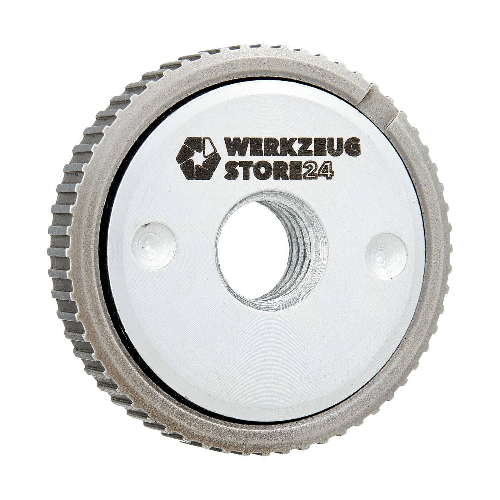 Ein Metallzahnrad mit dem Logo 'Werkzeug Store24', das in die Oberfläche eingraviert ist, mit Rillen und einem zentralen Loch, verwendet in Maschinen- oder Ingenieurbereichen.