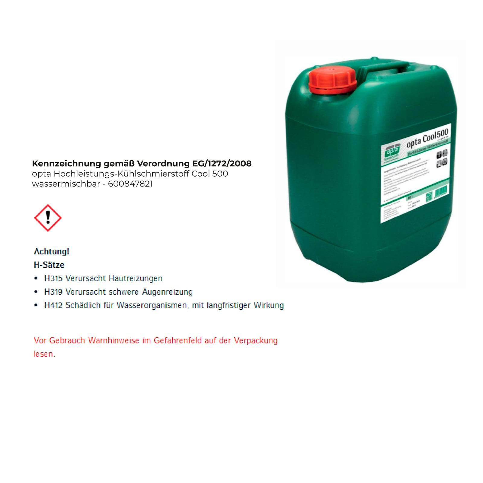 Ein grüner Behälter mit der Bezeichnung „opta Cool500