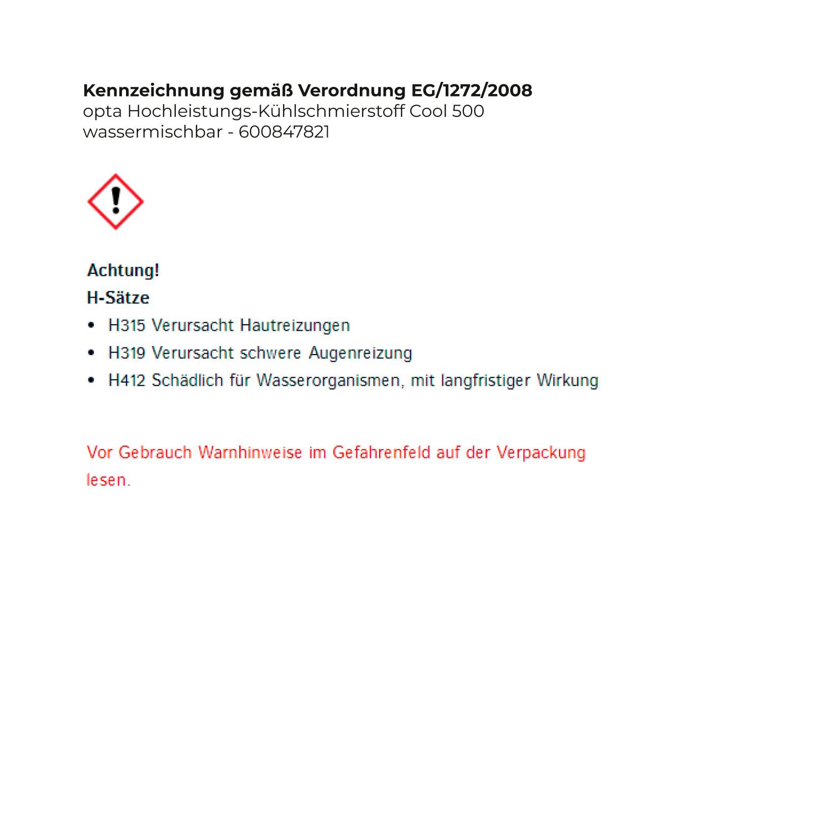 opta Hochleistungs-Kühlschmierstoff Cool 500 wassermischbar - 600847821