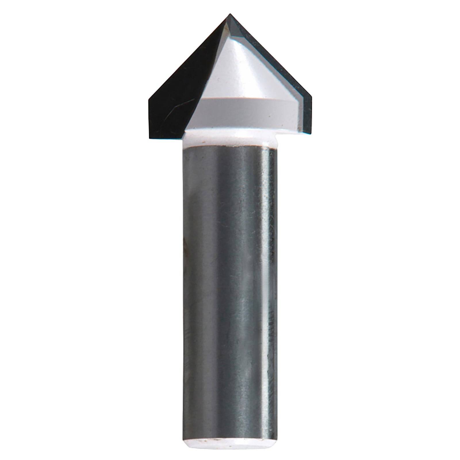 Ein einzelner, konischer Bohrer mit einer scharfen, diamantförmigen Spitze und einer metallischen zylindrischen Basis, der für präzise Bohrvorgänge konzipiert ist.