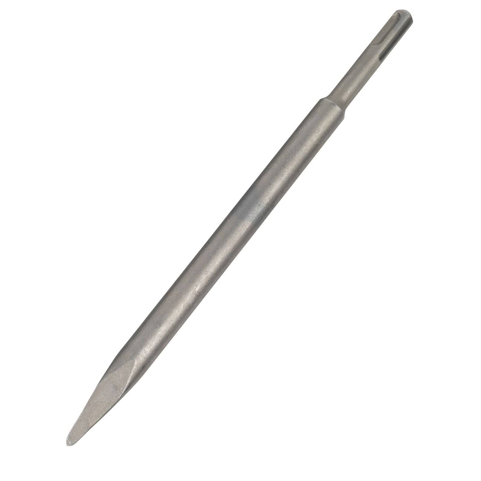 Ein spitz zulaufender Meißelbohrer mit grauer Metalloberfläche, entwickelt zum Brechen oder Abschlagen von Beton- oder Mauerwerksoberflächen.