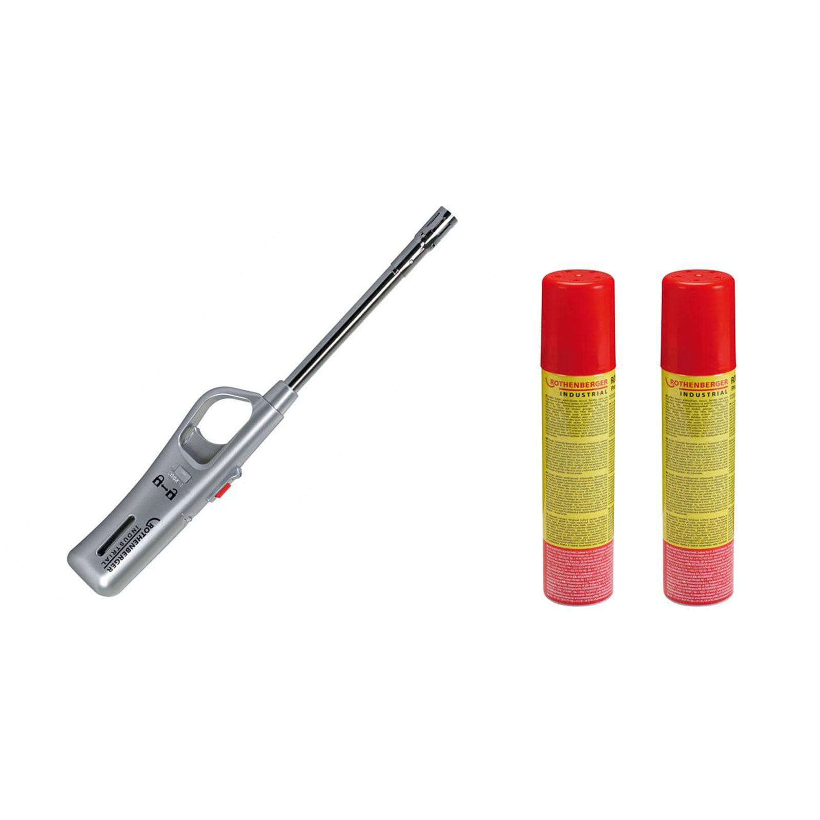 Gasbrenner mit zwei Nachfüllpatronen.