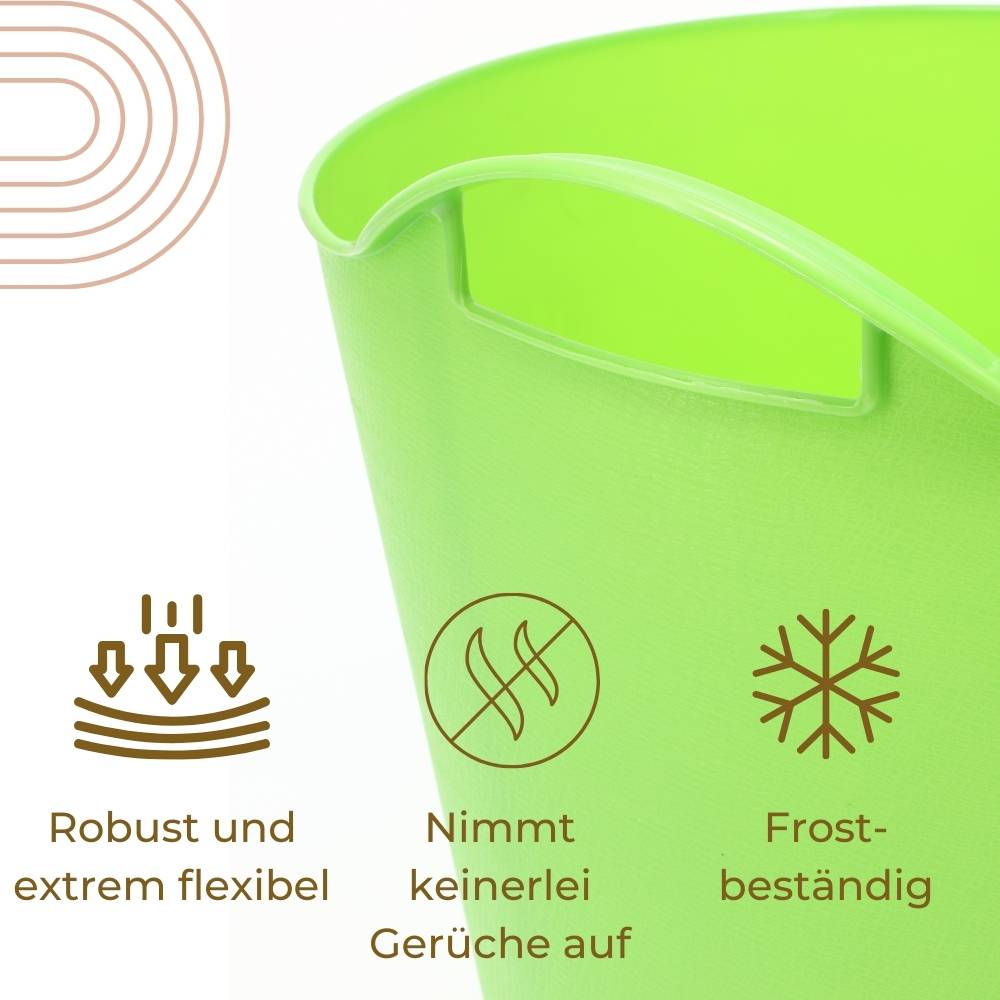 2x Flexibler Eimer 25 L Wäschewanne Mehrzweckkorb Wäschekorb flexibel rund Gartenkorb Flexible Wanne Plastikkorb mit Henkel Futtertrog Pferd