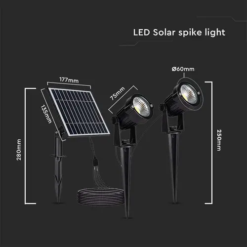 V-TAC Solar LED-Gartenleuchten-Set VT-11031, 2x 1,2 W, 3000 K, IP65 V-TAC Solar LED-Gartenleuchten-Set VT-11031, 2x 1,2 W, 3000 K, IP65