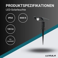 LUXULA Solar Gartenstrahler LXSO700110, 4000K, IP54, verstellbarer Lichtwinkel LUXULA Solar Gartenstrahler LXSO700110, 4000K, IP54, verstellbarer Lichtwinkel