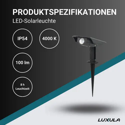 LUXULA Solar Gartenstrahler LXSO700110, 4000K, IP54, verstellbarer Lichtwinkel LUXULA Solar Gartenstrahler LXSO700110, 4000K, IP54, verstellbarer Lichtwinkel