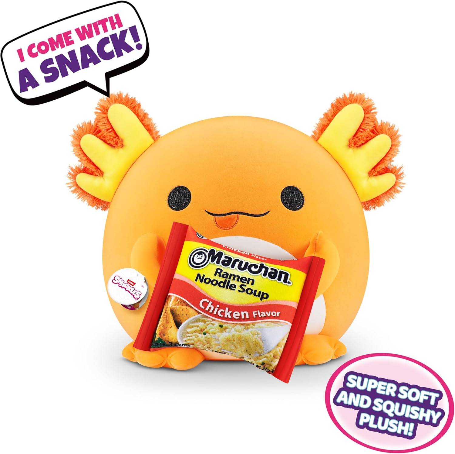 ZURU 77511P - Snackles Axolotl (Maruchan Nudelsuppe) 35 cm - Serie 1 Wave 2