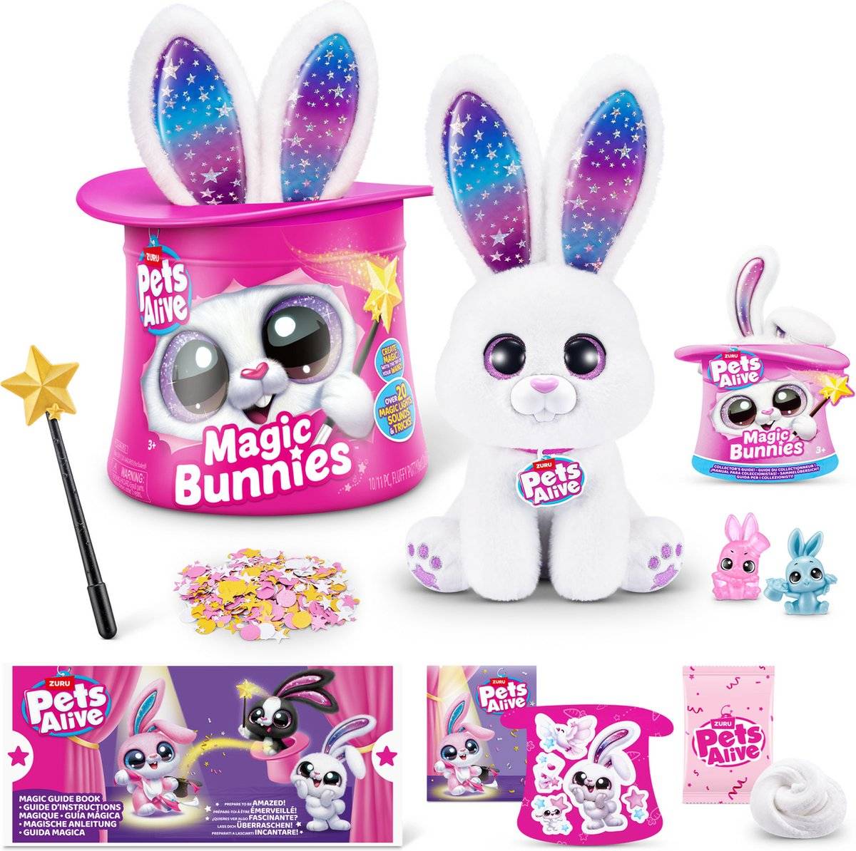 ZURU 9549B - Pets Alive Zauberhut Magic Bunnies in Weiß - Bunny Hase
