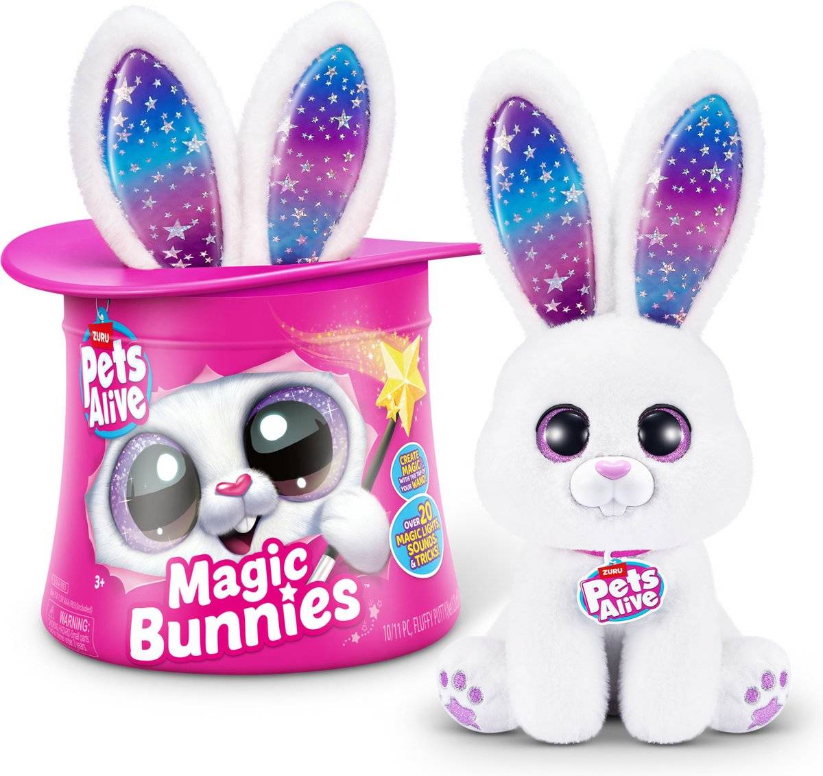 ZURU 9549B - Pets Alive Zauberhut Magic Bunnies in Weiß - Bunny Hase