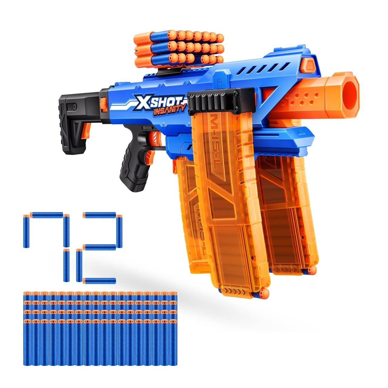 ZURU 36786 - X-Shot - Insanity Motorised Clip Blaster (72 Darts)