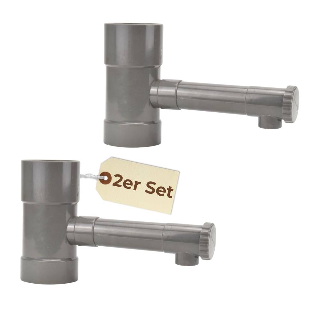 2x Regendieb Wasserdieb Fallrohr Abzweig mit Hahn Regenwassersammler Fallrohr Regenrinnen Ablauf Regensammler 100 mm