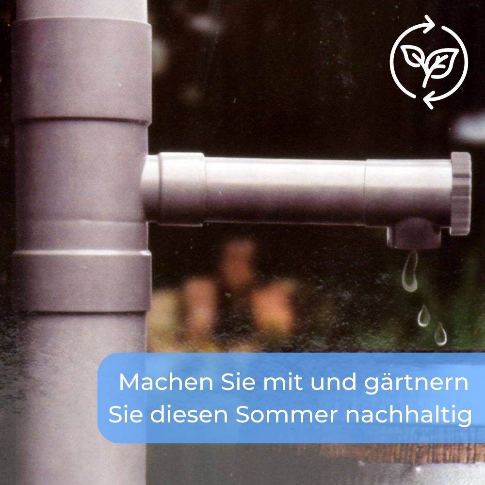 2x Regendieb Wasserdieb Fallrohr Abzweig mit Hahn Regenwassersammler Fallrohr Regenrinnen Ablauf Regensammler 100 mm