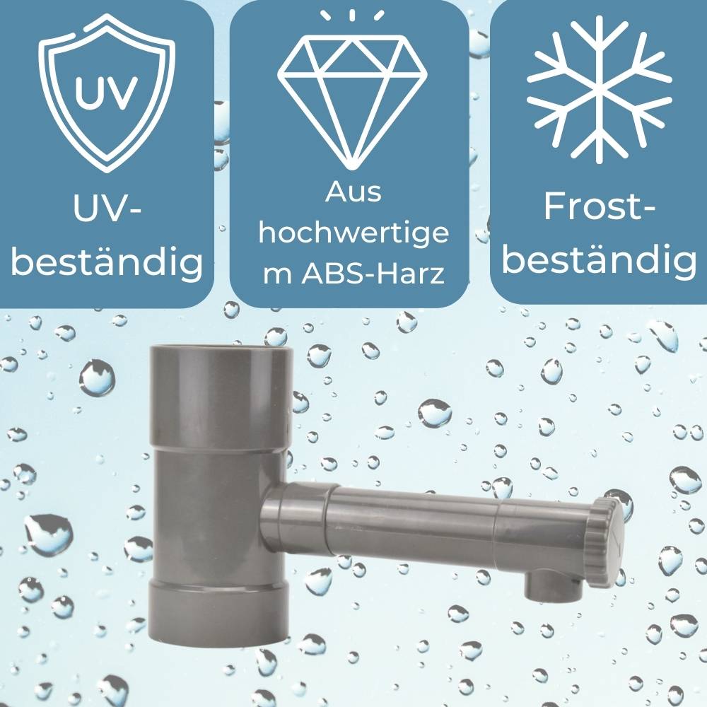 2x Regendieb Wasserdieb Fallrohr Abzweig mit Hahn Regenwassersammler Fallrohr Regenrinnen Ablauf Regensammler 100 mm