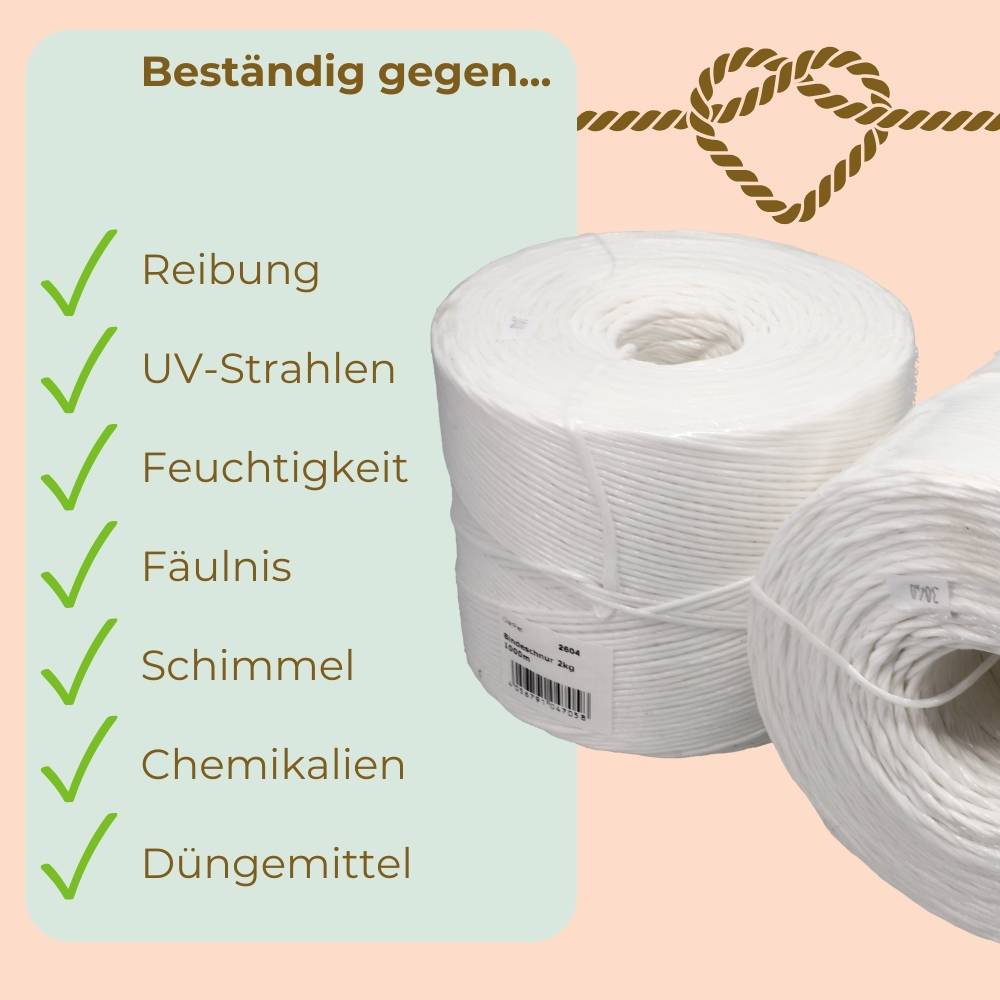 2x Kordelband Bindegarn 1000 m Gartenschnur Pflanzschnur Bindeschnur Schnur Garn Pressengarn PP Kordel Polypropylen Erntegarn