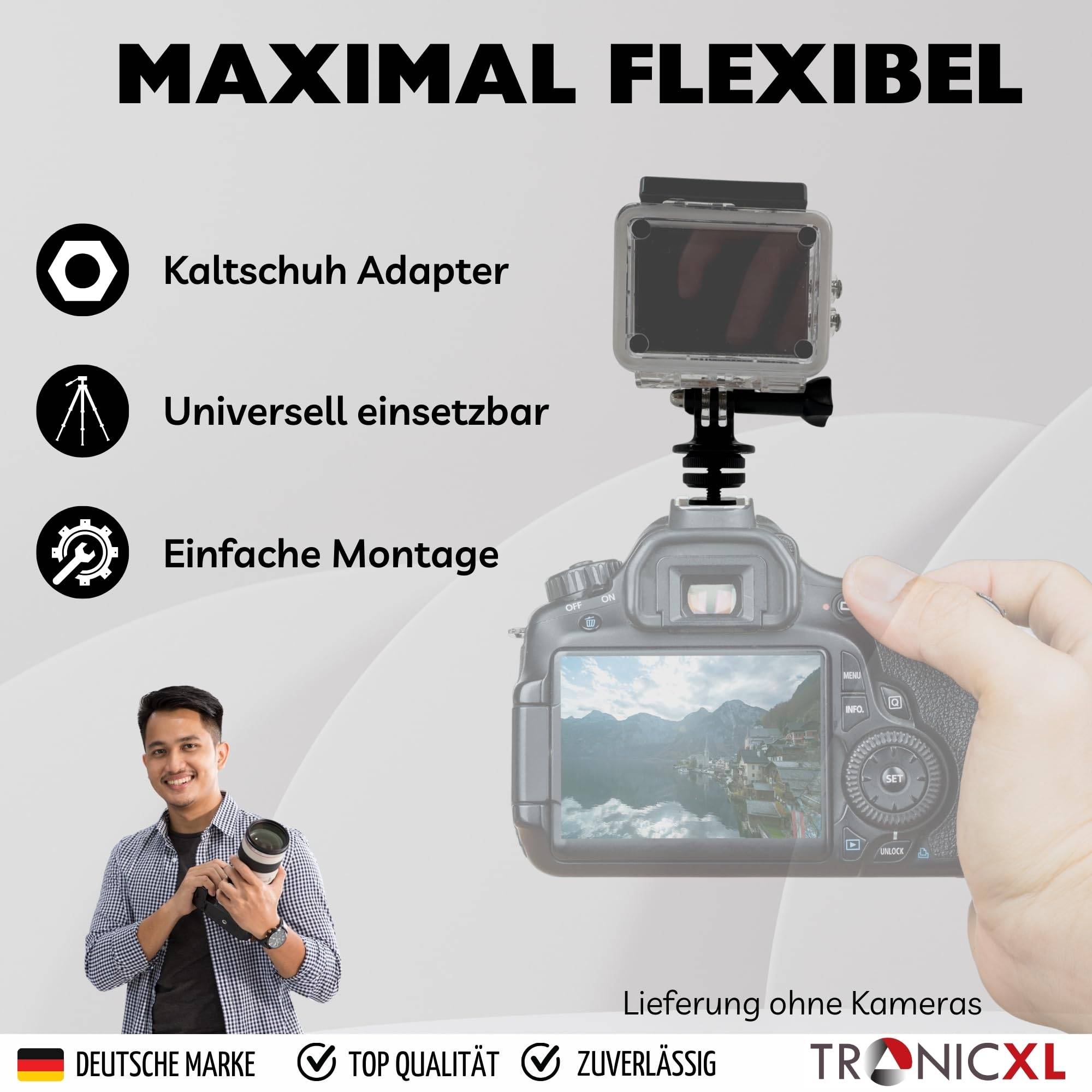 2 Stück Halterung für Kamera Blitzschuh für Actionkamera Actioncam kompatibel mit GoPro Hero Osmo Action 1 2 3 4 5 Cold Shoe Hot Adapter Anschluss