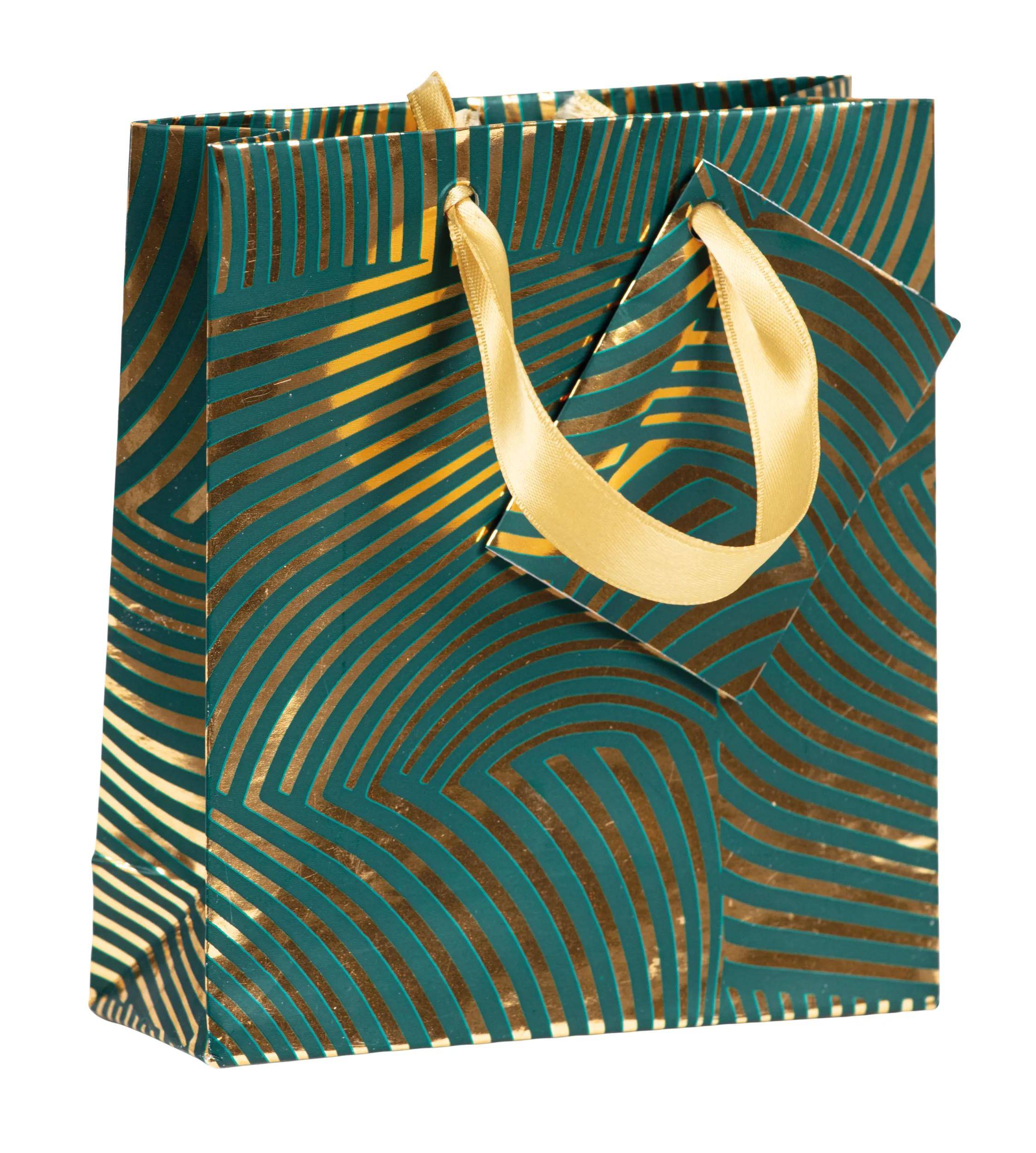 Clairefontaine 5x Geschenktasche Geo gold/grün 12x4,5x13,5 cm Grün 212914C