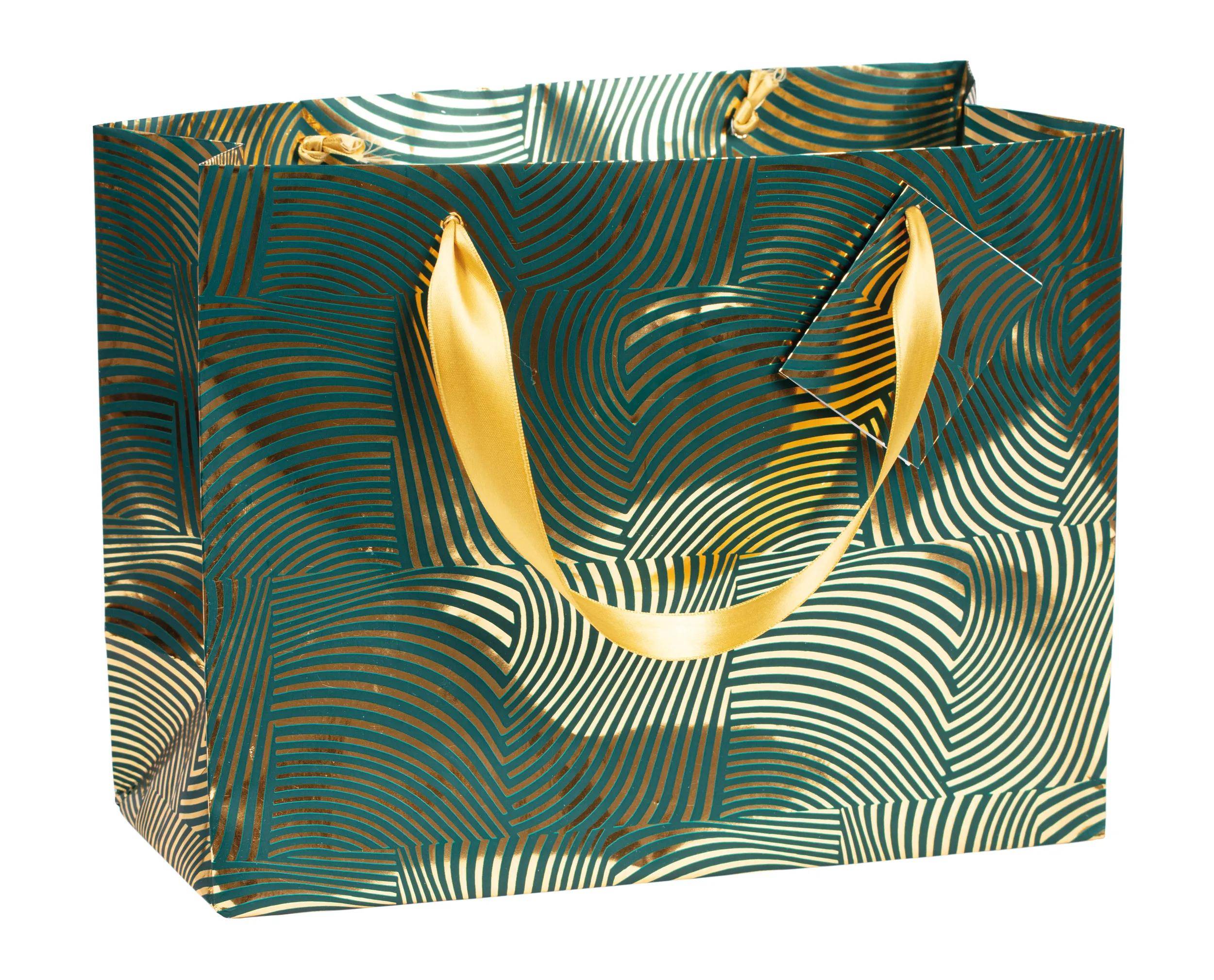 Clairefontaine 5x Geschenktasche Geo gold/grün 32x13x24,5 cm Grün 212915C