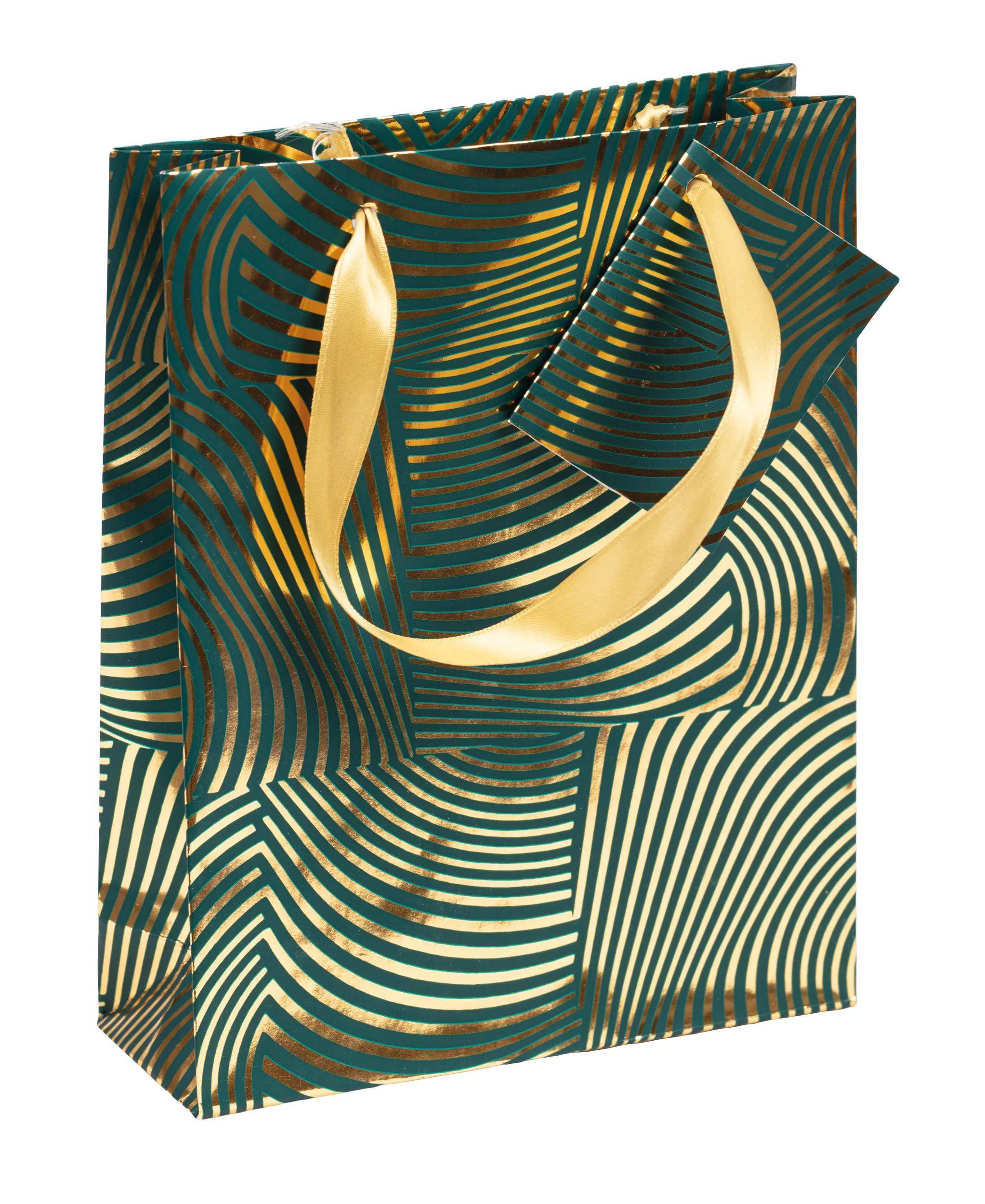 Clairefontaine 5x, Geschenktasche Medium Geo gold/grün, 17x6x22 cm Grün 212911C