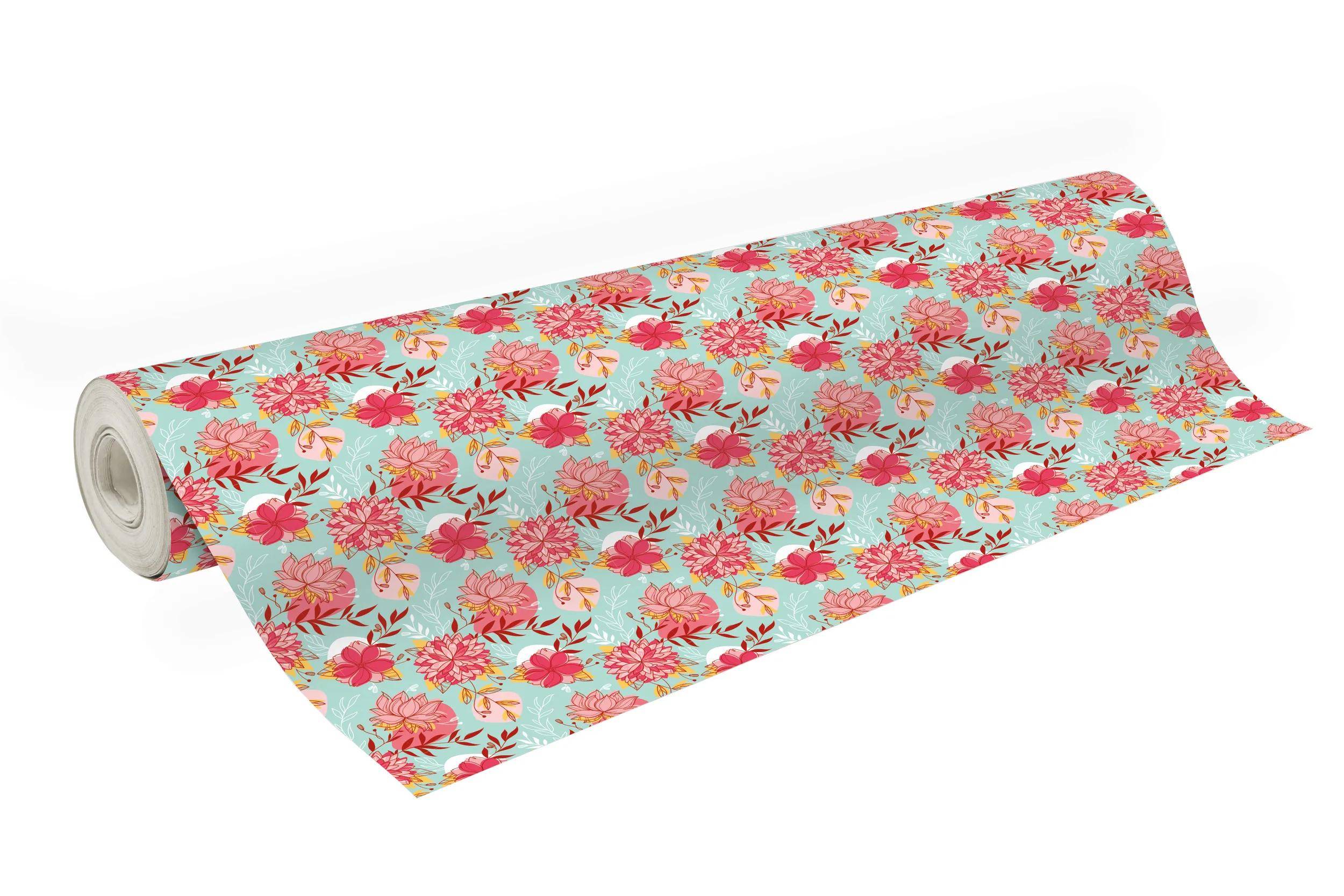 Clairefontaine Geschenkpapier Excellia 80g, Rolle 50x0,70m, Blumen Blau 202114C