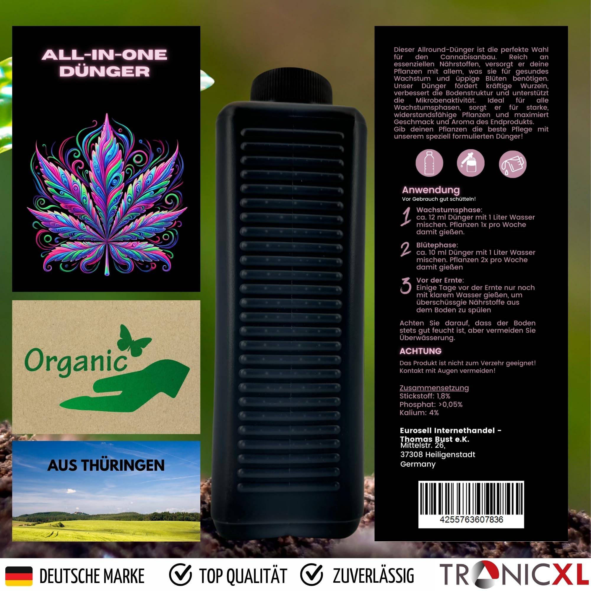 Grow Dünger All-in-One 1L Wachstum + Blüte für Autoflower Erde Anzucht & Blüte für Lightmix Allmix Growmix Growbox