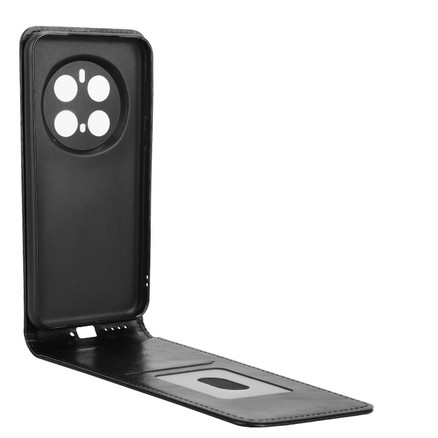 Für Honor Magic 7 Pro Magnetische Vertikale Flip Kunstleder Handy Hülle Schwarz