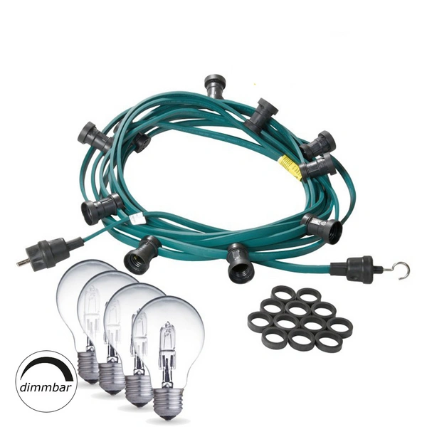 Illu- Partylichterkette 10m Biergarten Terrasse Außen 30x dimmbare Halogenlampen Illu- Partylichterkette 10m Biergarten Terrasse Außen 30x dimmbare Halogenlampen