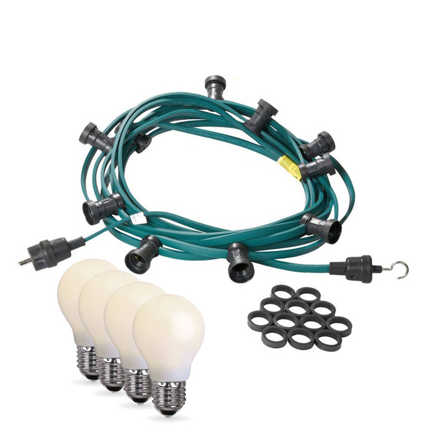 Illu Lichterkette 30m grün Außen Garten Party 30 milchige E27 LED Tropfenlampen