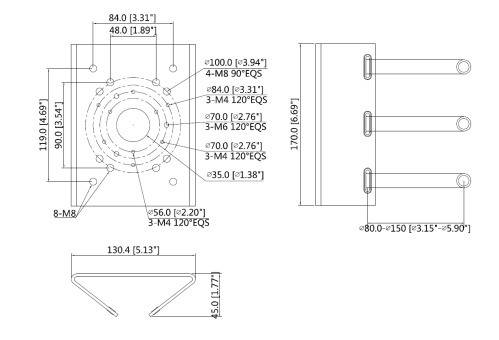 Dahua - PFA150-V3 - Zubehör - Masthalterung, - Material: SECC - Traglast: 7kg - Geeignet für Mastdurchmesser: 80 ~ 150m