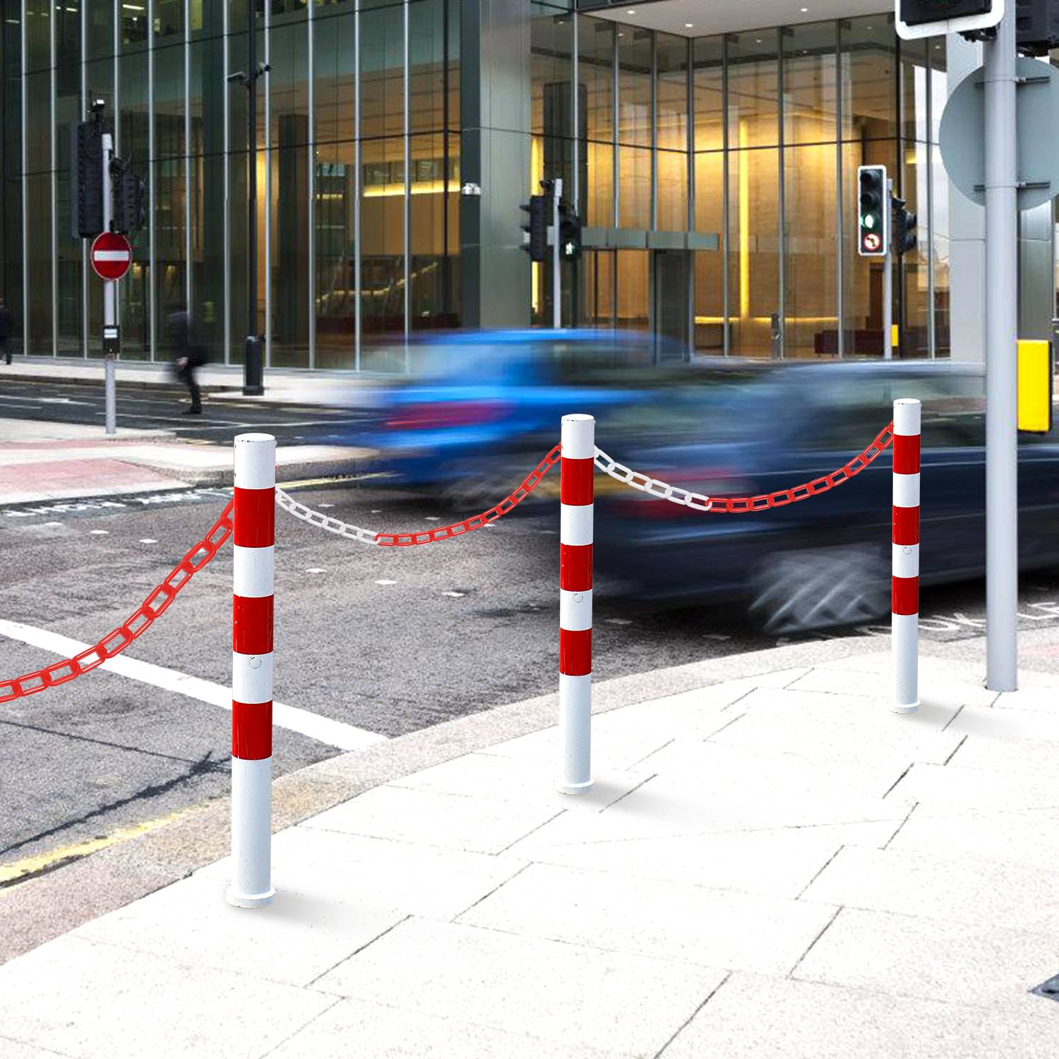 Absperrkette Kunststoffkette Rot Weiß 6mm Stärke für Parkplätze und Parkplatzsperren 25m