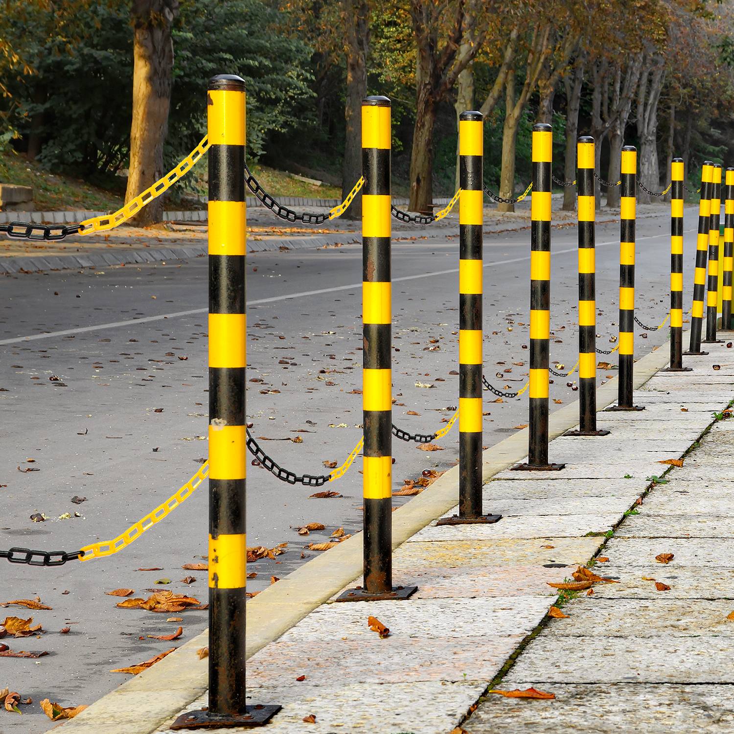 Absperrkette Kunststoffkette schwarz gelb 6mm Stärke für Parkplätze und Parkplatzsperren 25m