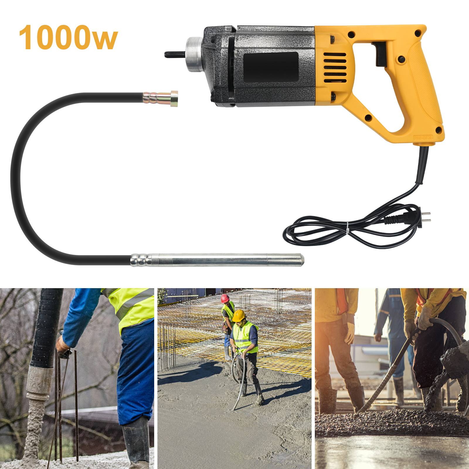 Elektro Betonrüttler Flaschenrüttler Rüttelflasche Innenrüttler Elektro Rüttler Ø35mm 1000W + 1.5m Schlauch