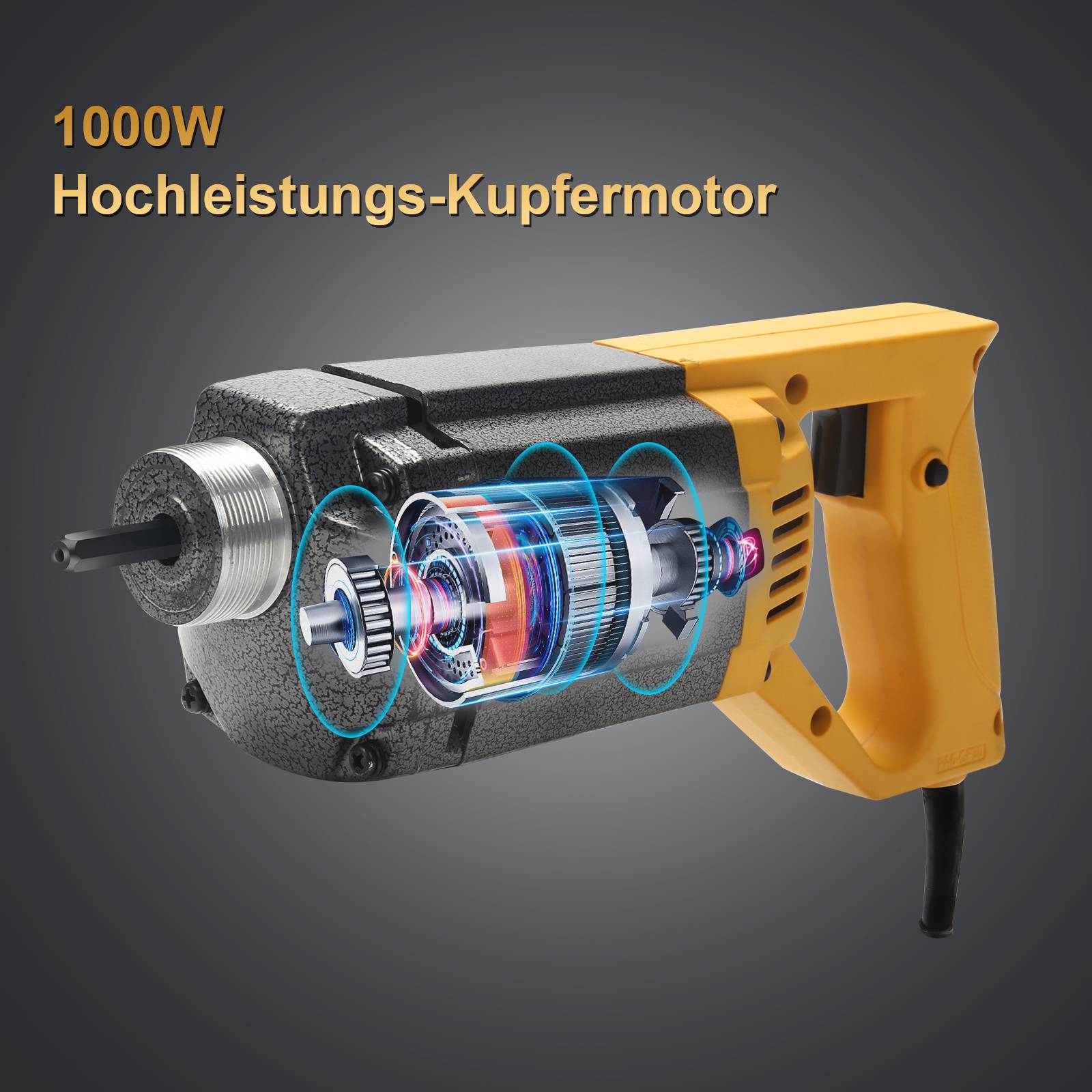 Elektro Betonrüttler Flaschenrüttler Rüttelflasche Innenrüttler Elektro Rüttler Ø35mm 1000W + 1.5m Schlauch