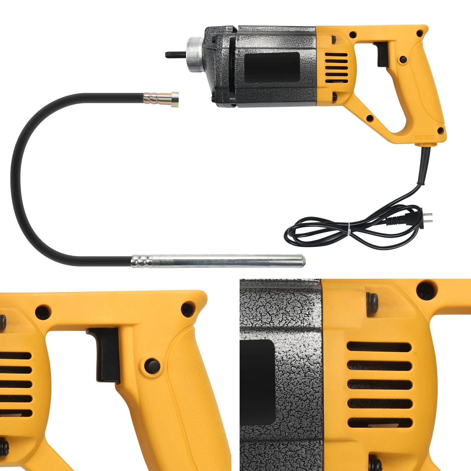 Betonrüttler 1000W Innenrüttler Rüttelflasche Flaschenrüttler +1.5m Schlauch und Ø 35 mm Rüttelflasche