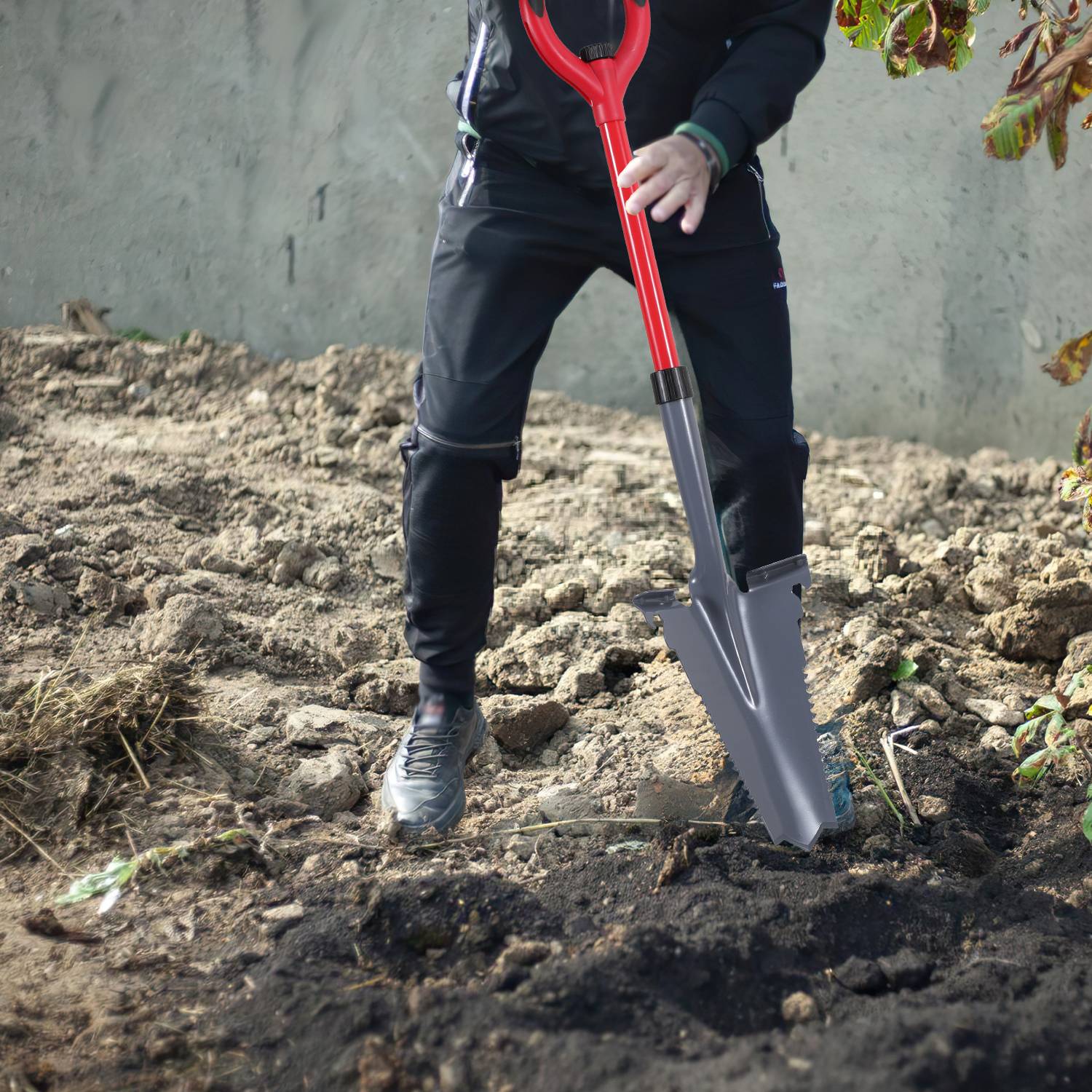 Spaten Garten umgekehrtes V-förmiges Blatt Spitz All-in-One Spaten - Gärtnerspaten Rot